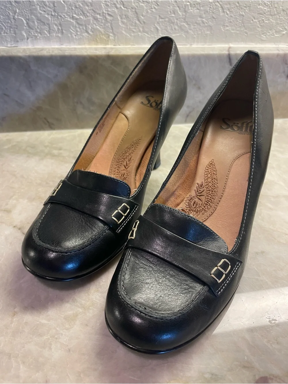 Sofft Black Leather Pump Heels